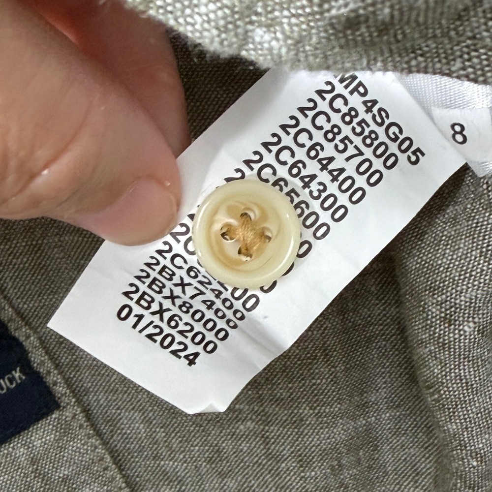 Lucky Brand Linen Blend Shirt Mens Large Olive Green Short Sleeve Button Down - Picture 11 of 12